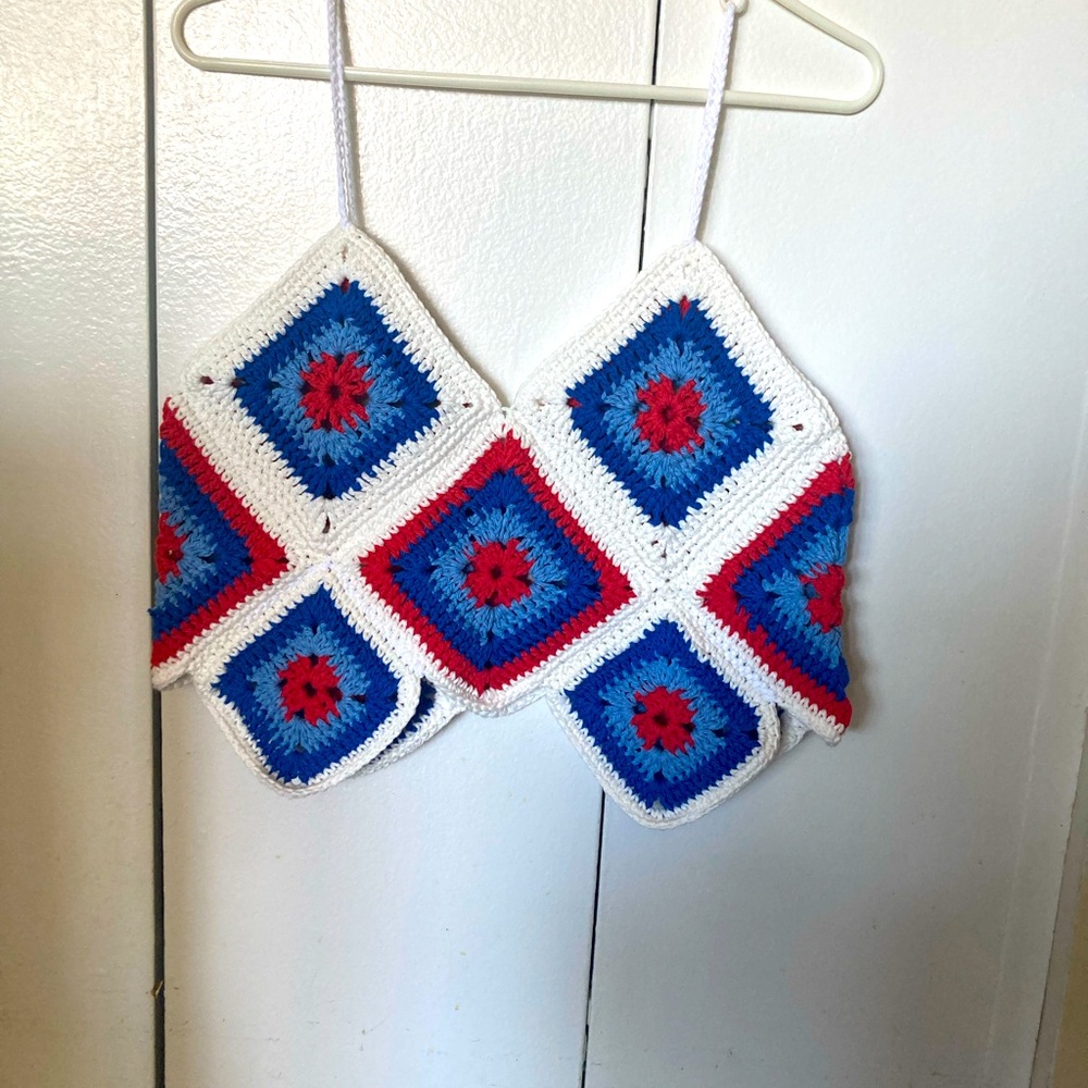 Handmade crochet Granny Square Crop Top